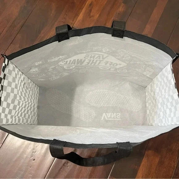 Vans Off The Wall Reusable Large Black/White Classic Checkered Shopping Tote Bag - Picture 5 of 5